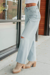 Vivienne Wide Leg Ripped Hidden Jeans (Light) - NanaMacs