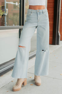 Vivienne Wide Leg Ripped Hidden Jeans (Light) - NanaMacs