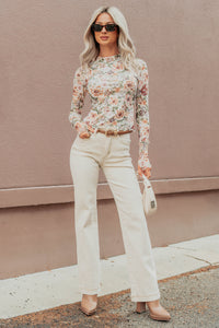 Haven Tummy Control Saige Denim Straight Jeans (Light Beige) - NanaMacs