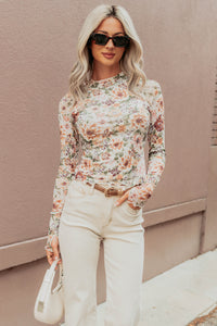 Hold My Hand Floral Mesh Long Sleeve Top (Cream) - NanaMacs