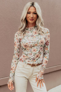 Hold My Hand Floral Mesh Long Sleeve Top (Cream) - NanaMacs
