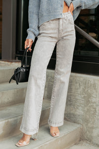 Haven Tummy Control Saige Denim Straight Jeans (Silver Grey) - NanaMacs