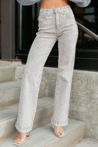 Haven Tummy Control Saige Denim Straight Jeans (Silver Grey) - NanaMacs