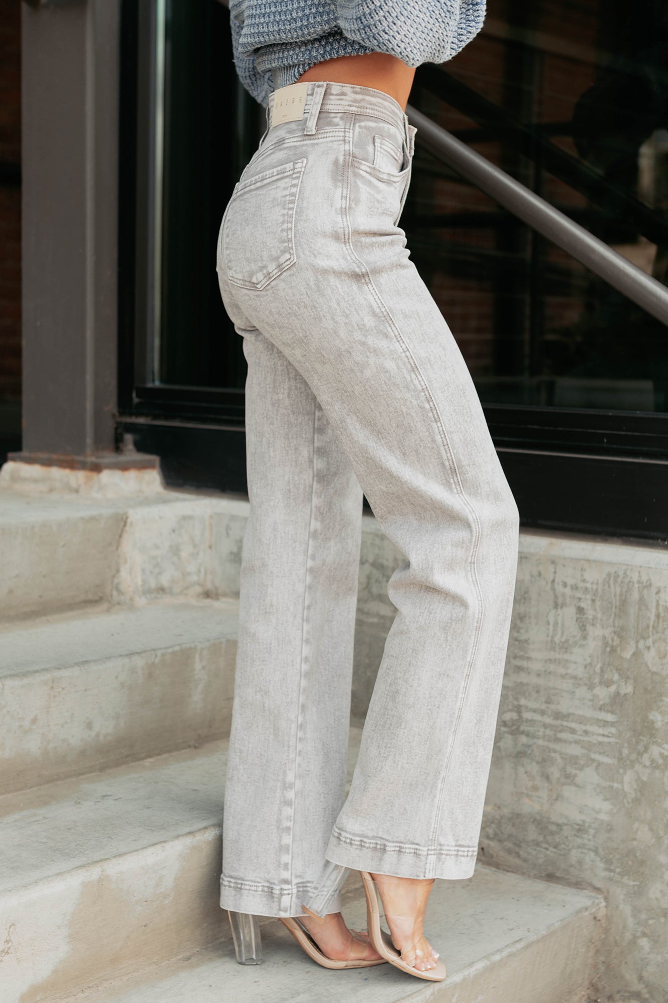 Haven Tummy Control Saige Denim Straight Jeans (Silver Grey) - NanaMacs