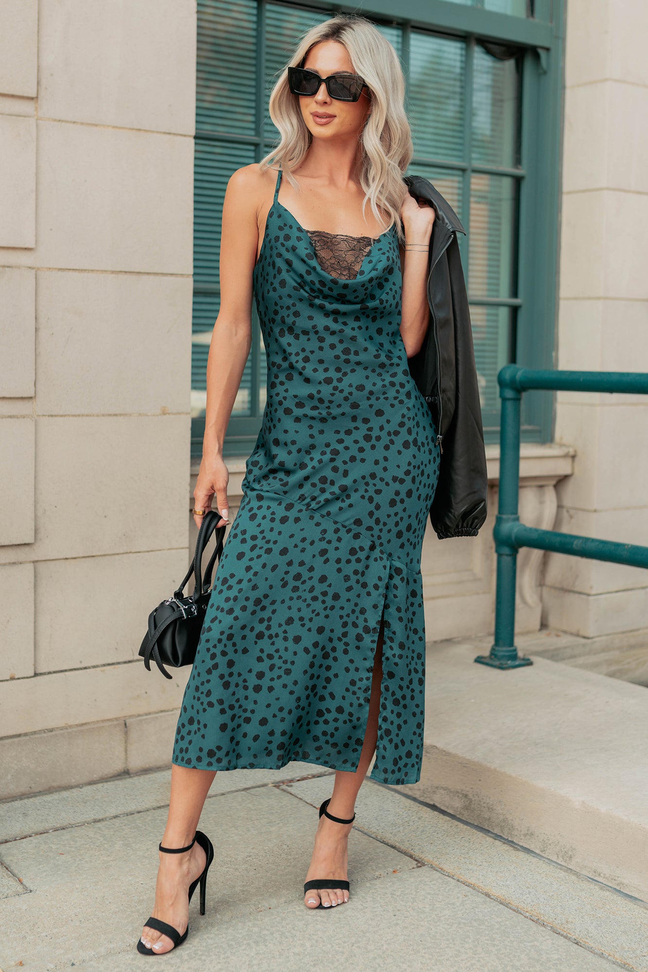 Full Potential Sleeveless Polka Dot Midi Dress (Teal) · NanaMacs