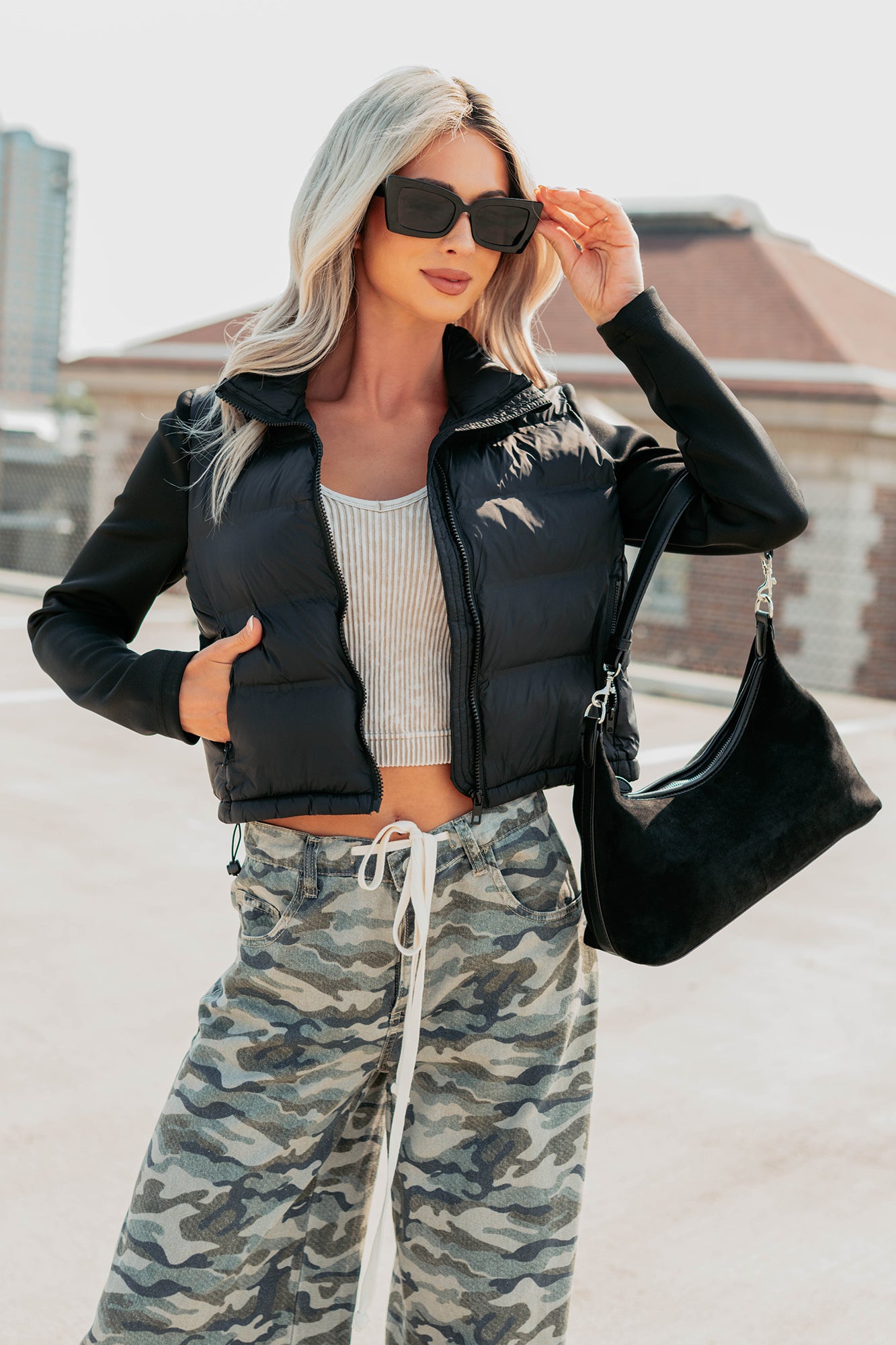 Frost Bound Scuba Sleeve Puffer Jacket (Black) · NanaMacs