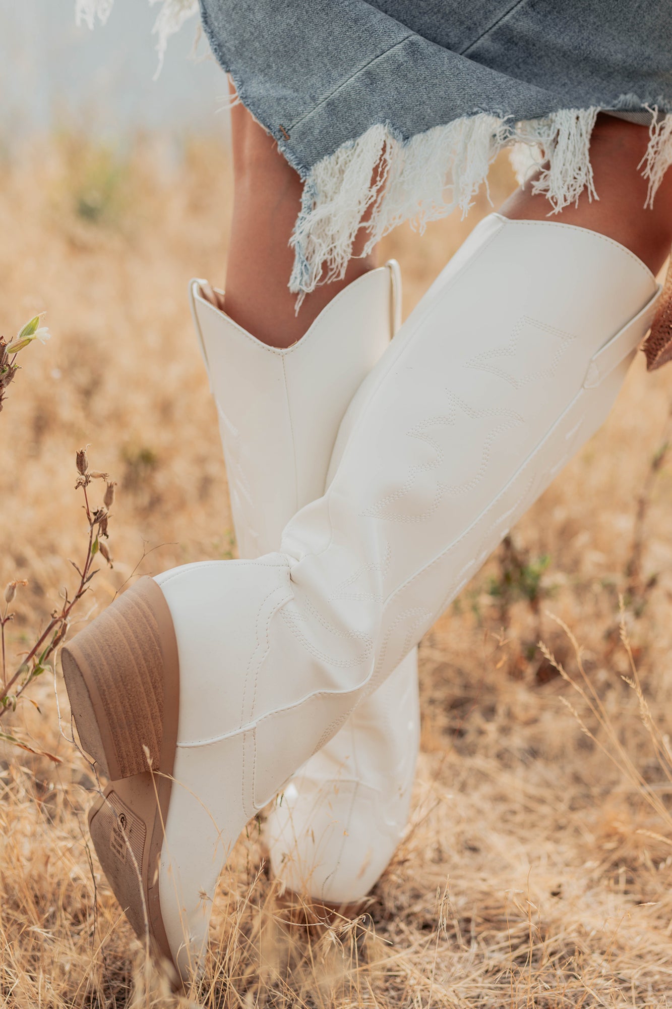 A Wild Ride Faux Leather Western Boots (White) · NanaMacs
