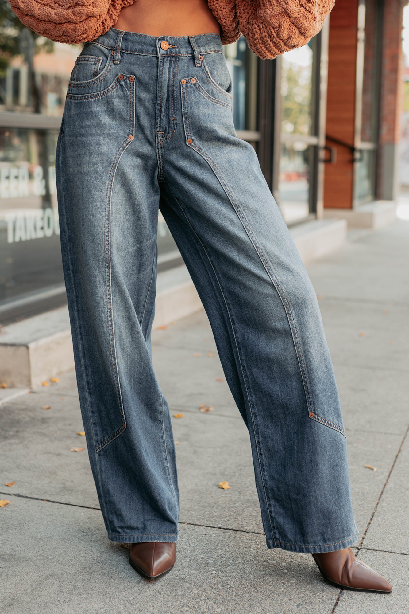 Elise Vintage Baggy Wide Leg Hidden Jeans (Medium) - NanaMacs