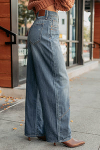 Elise Vintage Baggy Wide Leg Hidden Jeans (Medium) - NanaMacs