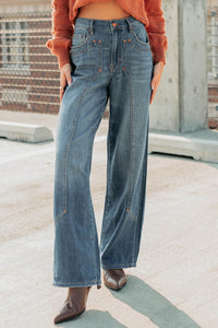 Elise Vintage Baggy Wide Leg Hidden Jeans (Medium) - NanaMacs
