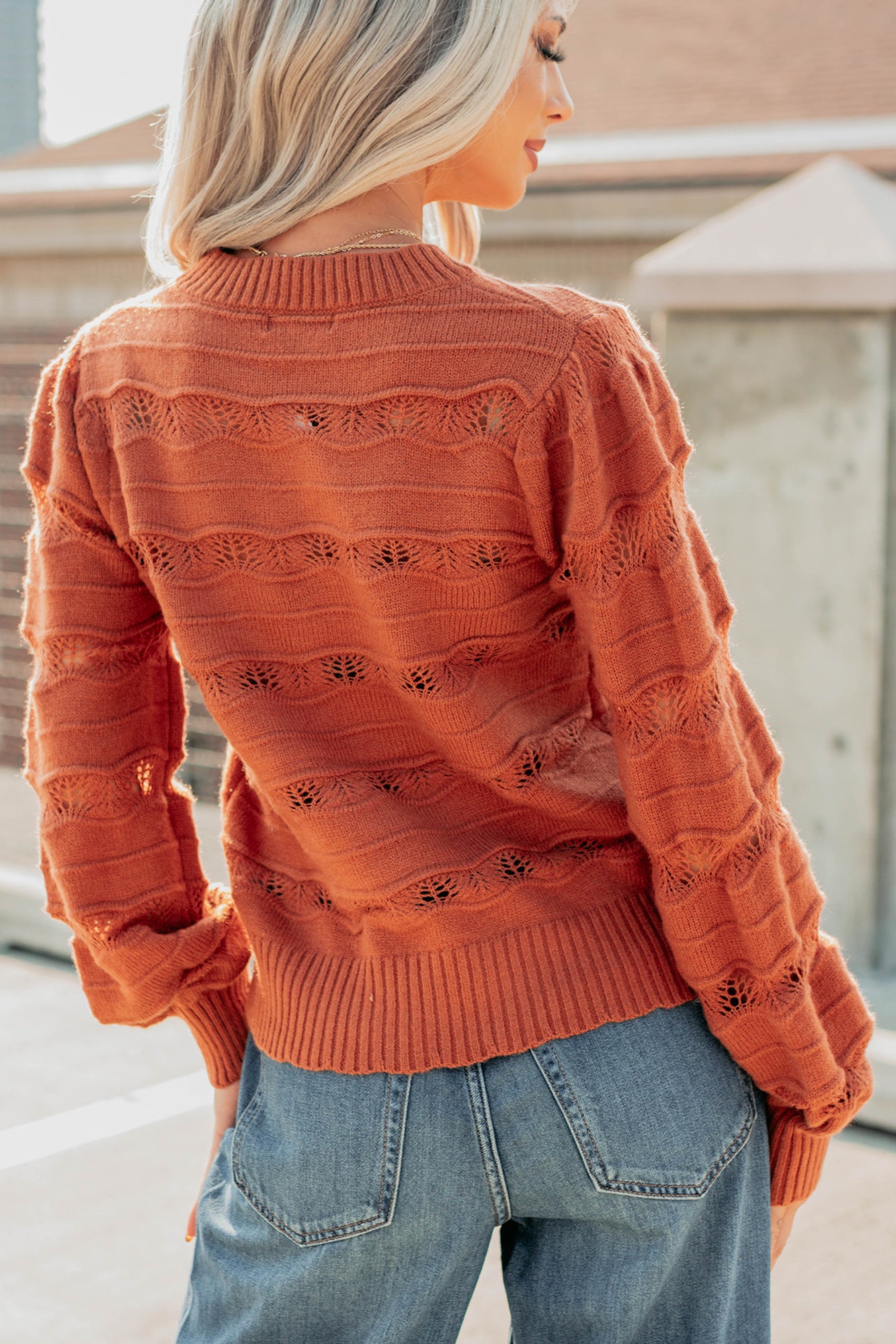 トップス   JEANS EST.1978 knit Quiet Mornings Open Knit Detailed Sweater (Terracotta) · NanaMacs