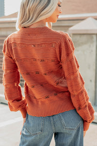 Quiet Mornings Open Knit Detailed Sweater (Terracotta) - NanaMacs