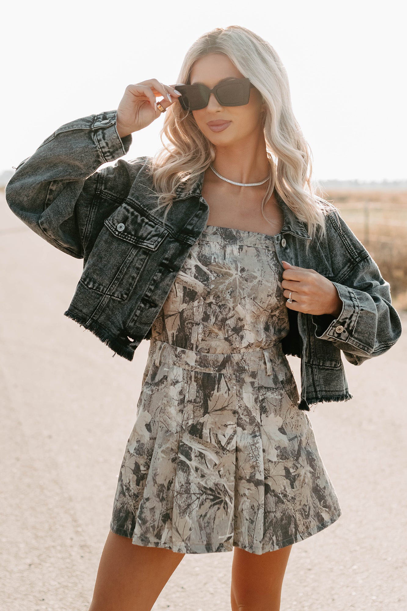 On The Loose Washed Denim Crop Jacket (Black) - NanaMacs