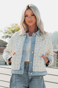Breezy Mood Floral Quilted Denim Jacket (Ivory/Blue) - NanaMacs