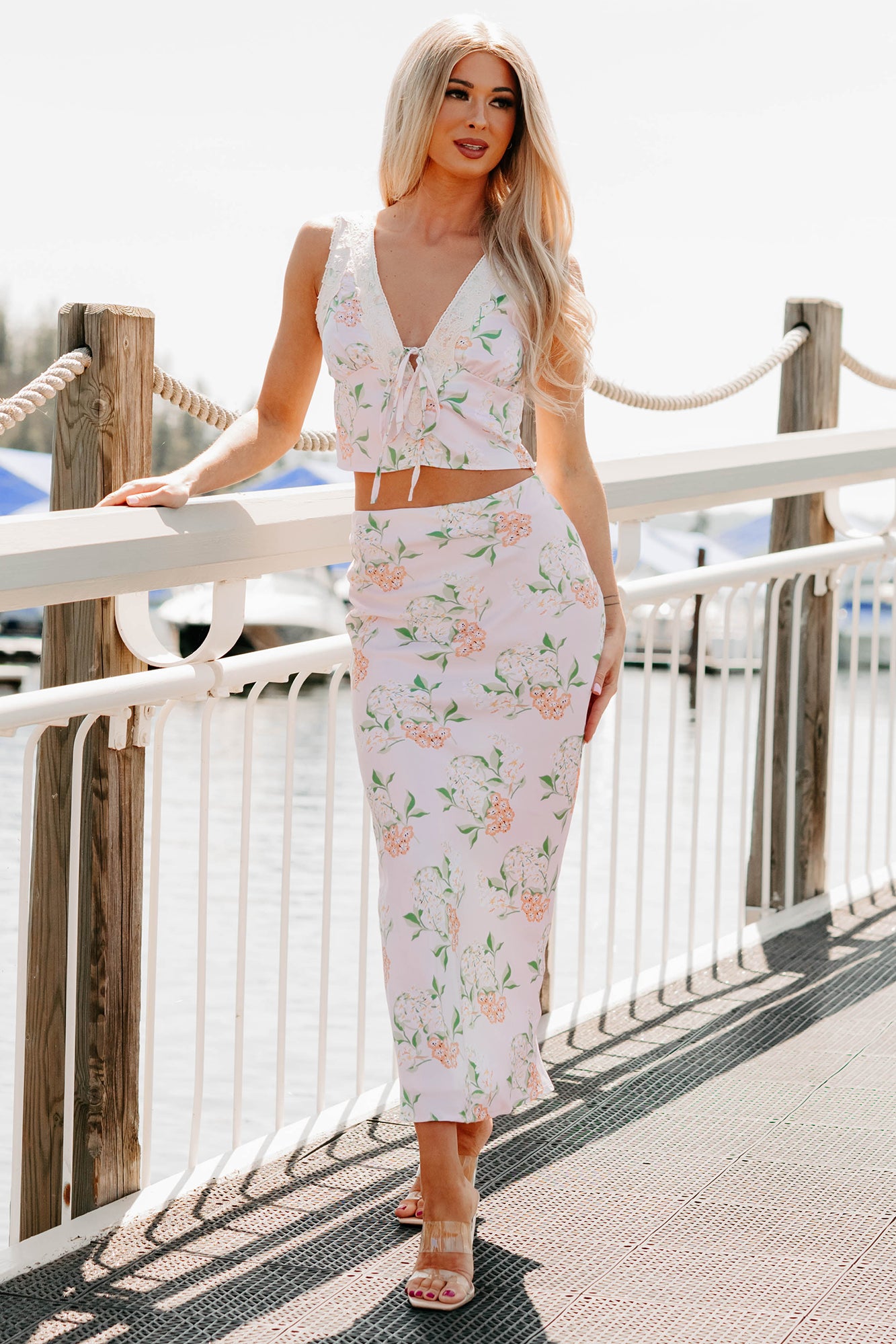 Always Beautiful Floral Satin Skirt (Baby Pink) · NanaMacs