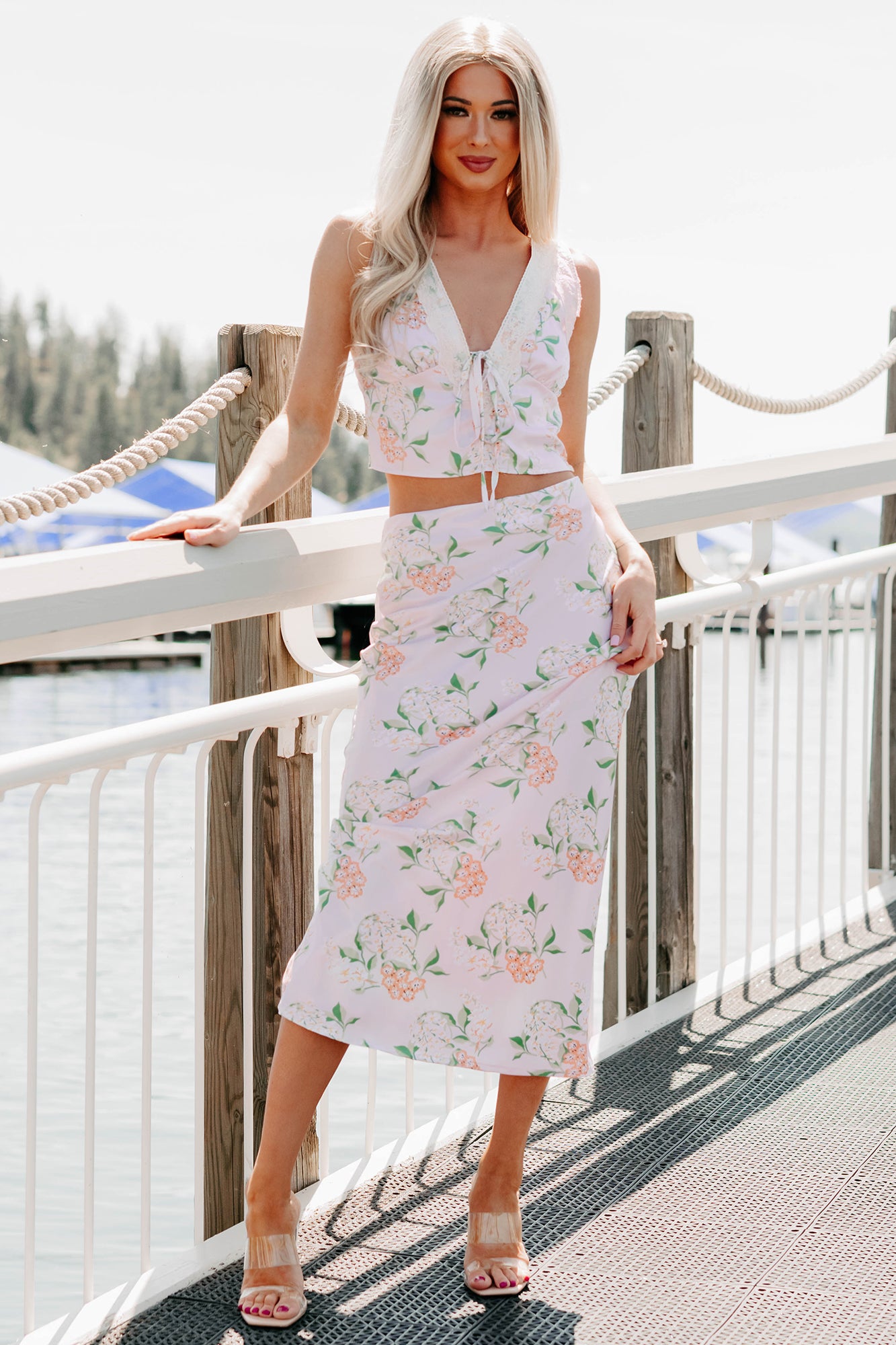 Always Beautiful Floral Satin Skirt (Baby Pink) · NanaMacs Always Beautiful Floral Satin Skirt (Baby Pink) · NanaMacs