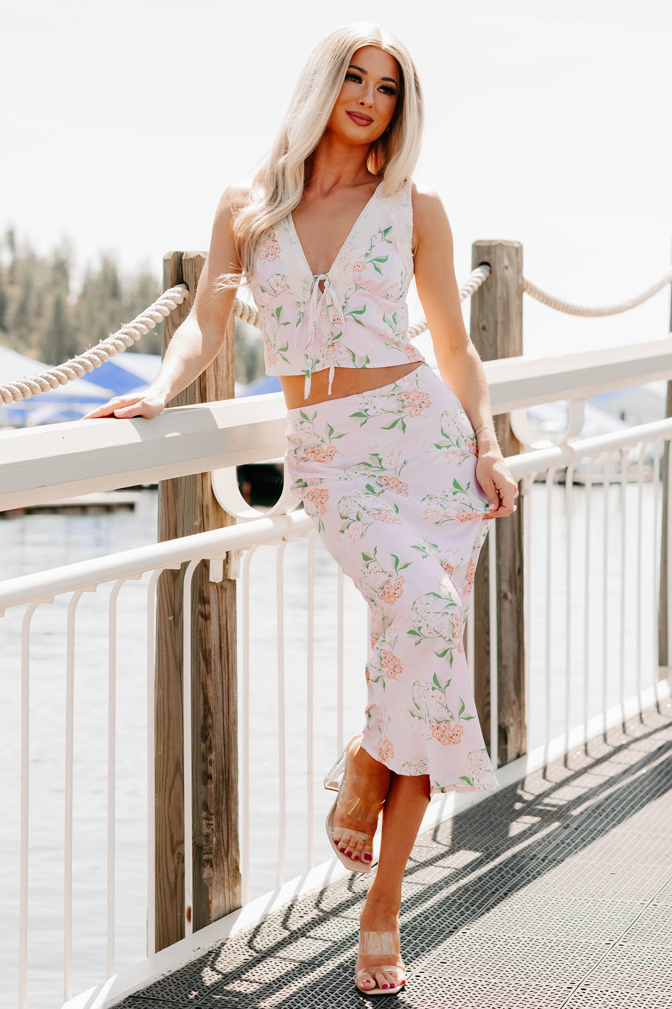 Always Beautiful Floral Satin Skirt (Baby Pink) · NanaMacs