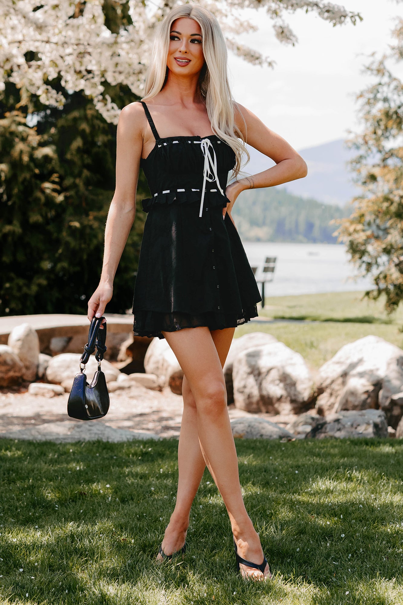 black embroidered mini dress Embroidered Linen Mini Dress