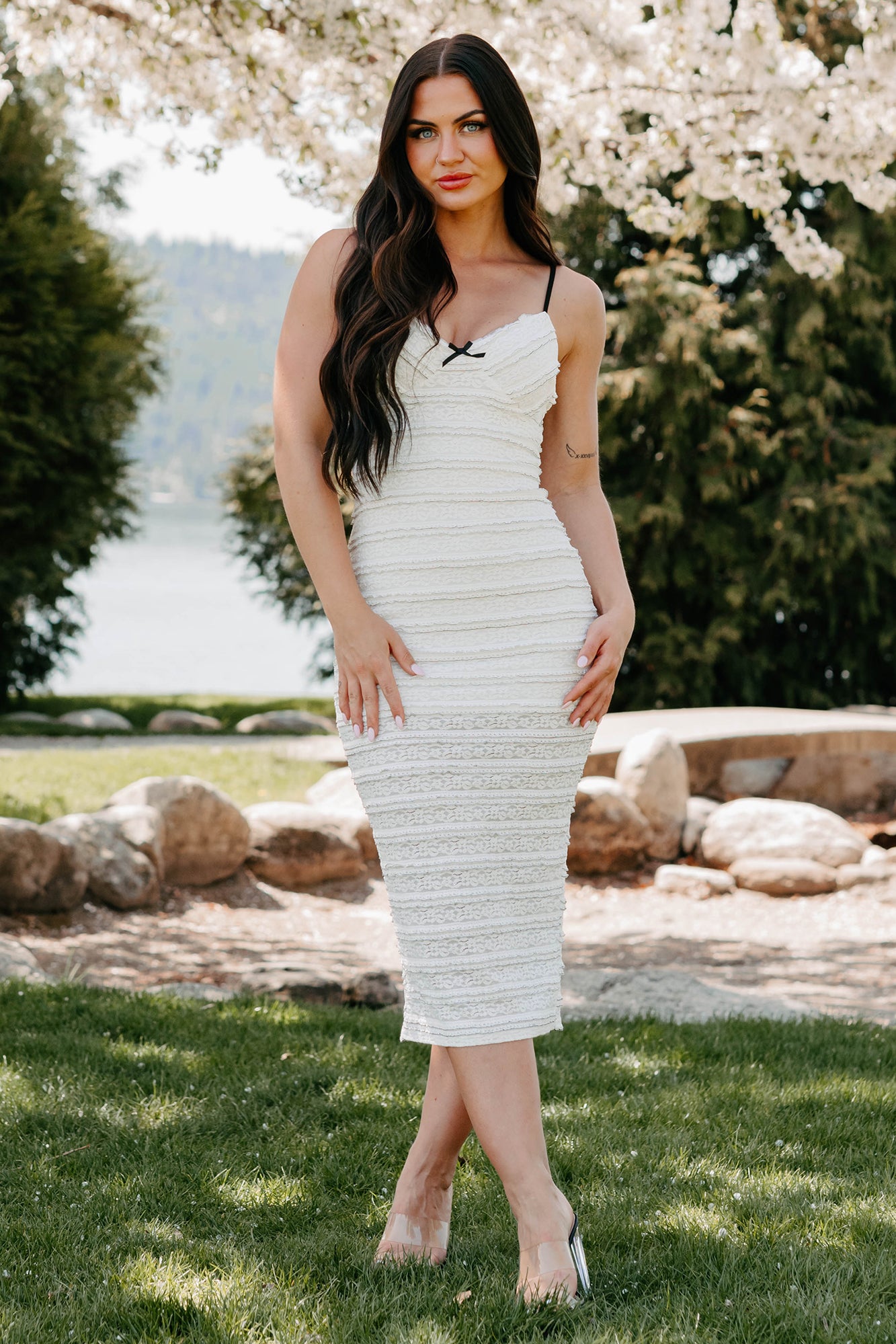 Sundays In June Ruffle Lace Midi Dress (Ivory) NanaMacs Sundays In June Ruffle Lace Midi Dress (Ivory) NanaMacs