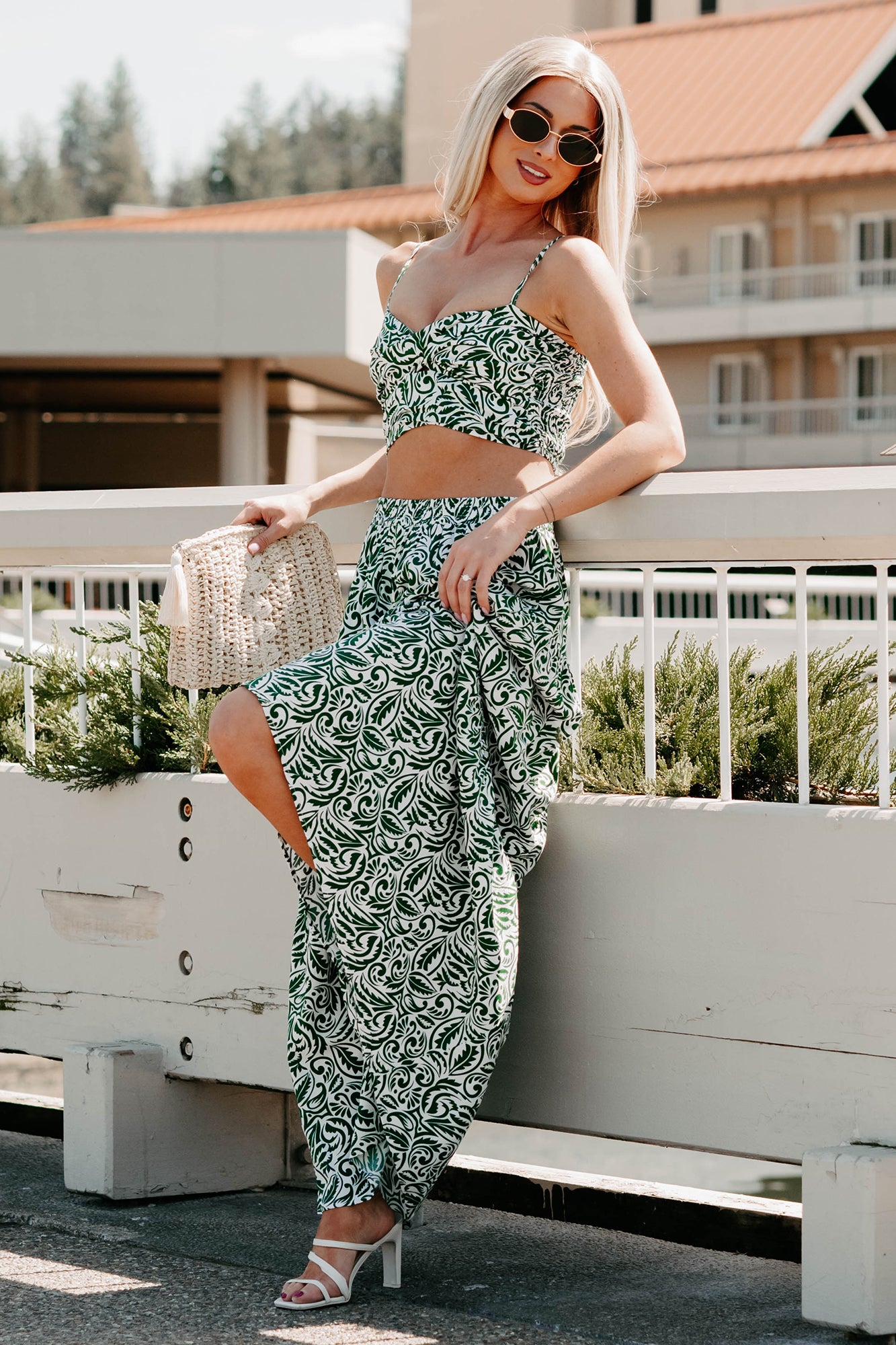 Bouquet Of Bliss Paisley Print Skirt Set (Green) · NanaMacs