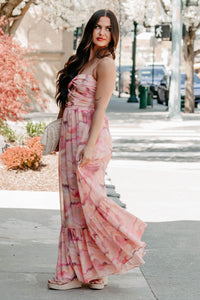 I Hope You Think Of Me Marble Printed Maxi Dress (Pink Multi) - NanaMacs