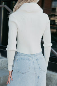 Glitz Happens Detachable Fur Collar Top (Ivory) - NanaMacs