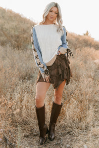 Full-Time Fun Colorblock Cable Knit Sweater (Ivory) - NanaMacs