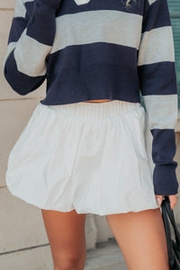 Yolanda Shorts Lined Bubbled Windbreaker Skirt (White) - NanaMacs