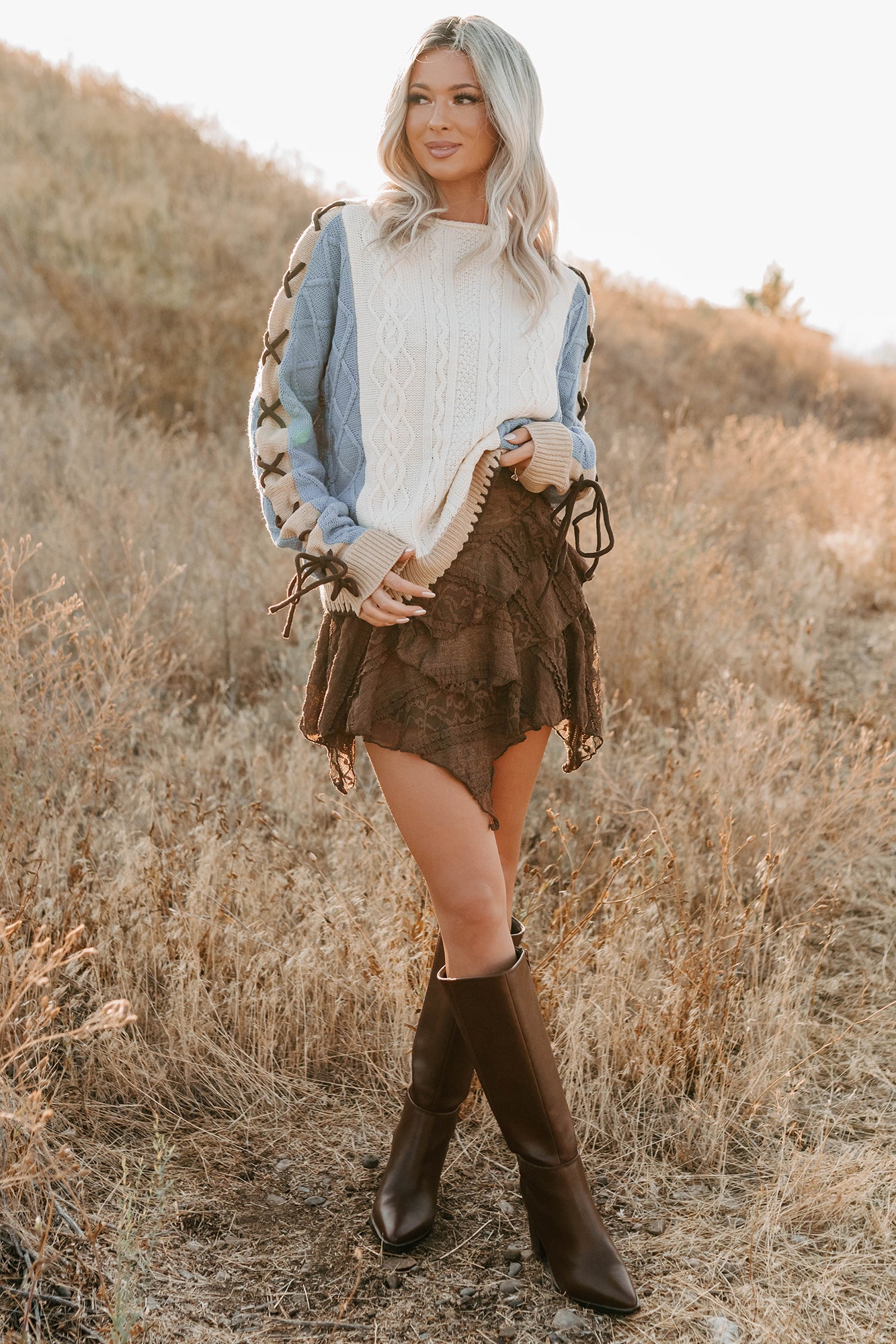 andmary Brenda lace knit set ベージュ ANDMARY】Brenda lace knit set