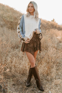 Full-Time Fun Colorblock Cable Knit Sweater (Ivory) - NanaMacs