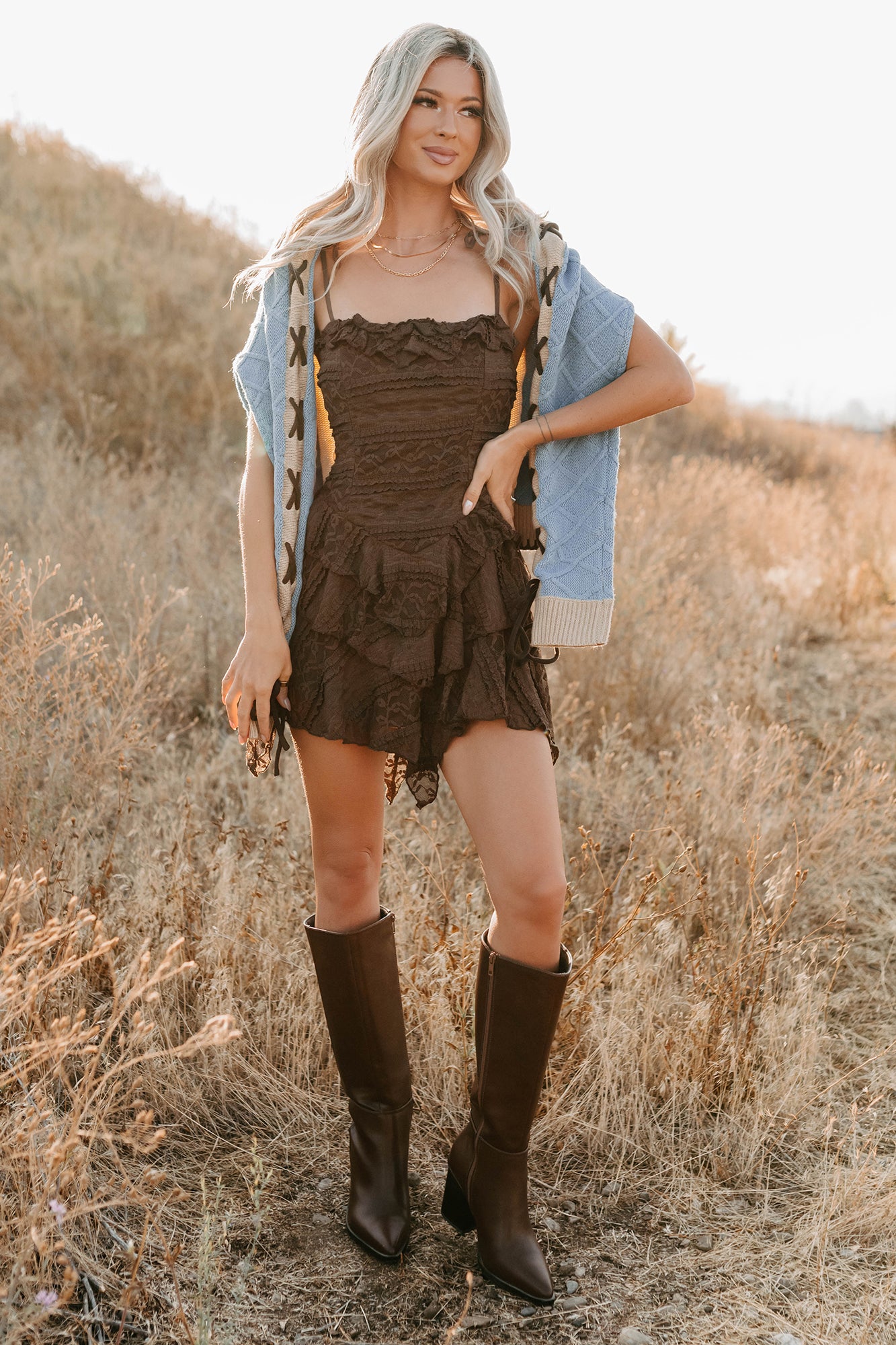 Divine Energy Sleeveless Lace Mini Dress (Mocha) - NanaMacs