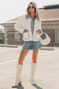 Chasing Dreams Contrast Seam Puffer Jacket (Ecru) - NanaMacs