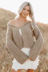 Fading Embers Stitch Sleeve Cardigan (Sand) - NanaMacs