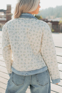 Breezy Mood Floral Quilted Denim Jacket (Ivory/Blue) - NanaMacs
