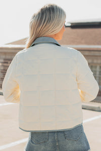 Chasing Dreams Contrast Seam Puffer Jacket (Ecru) - NanaMacs