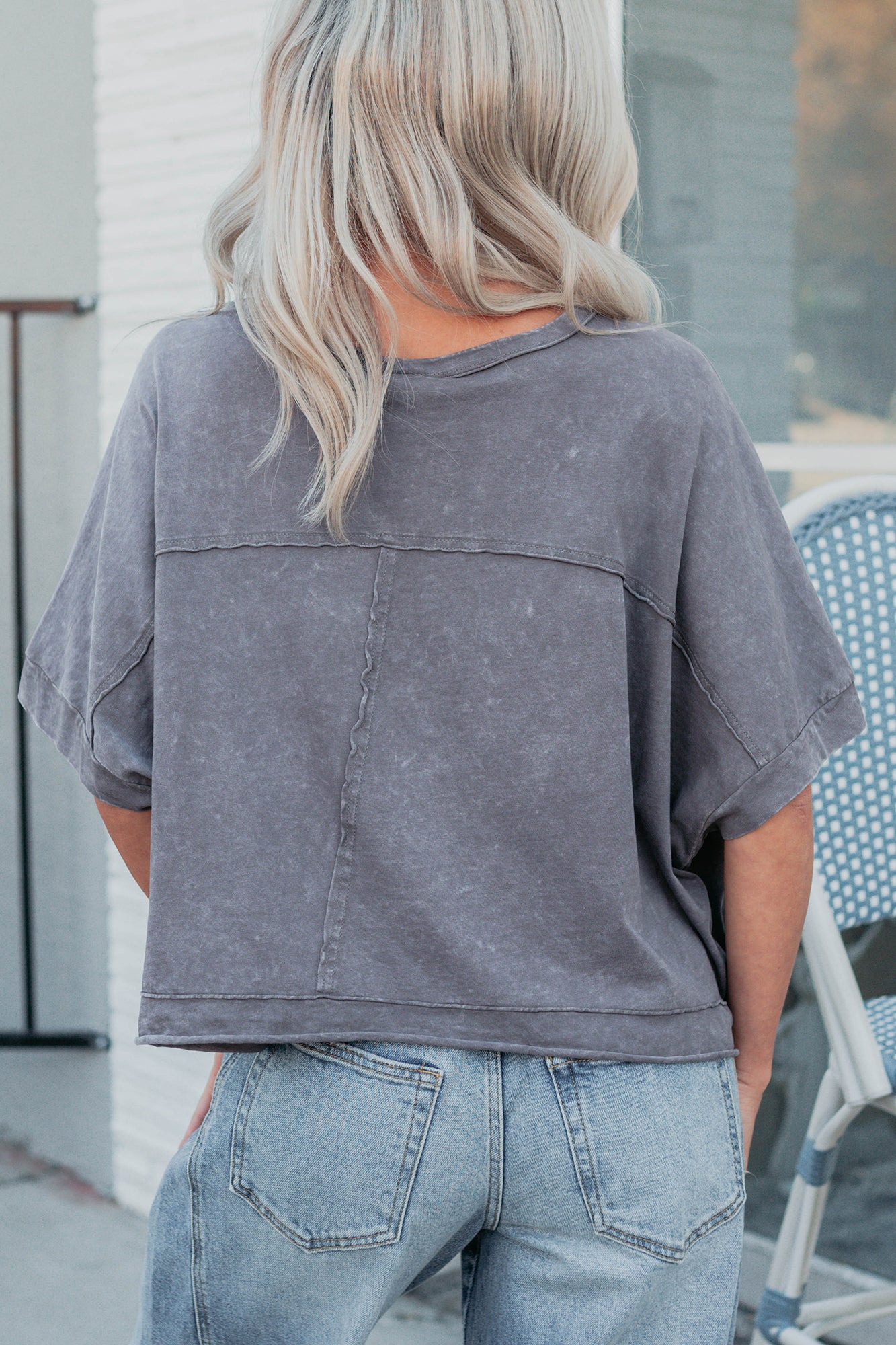 Kendrick Acid Wash Crop Top (Charcoal) - NanaMacs