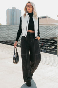 No Plot Needed Parachute Jogger Pants (Black) - NanaMacs