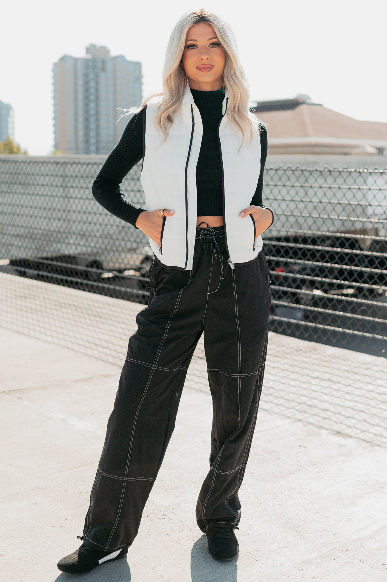 No Plot Needed Parachute Jogger Pants (Black) - NanaMacs