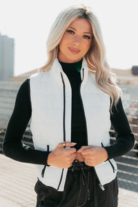 Pure Intentions Contrast Trim Puffer Vest (White) - NanaMacs