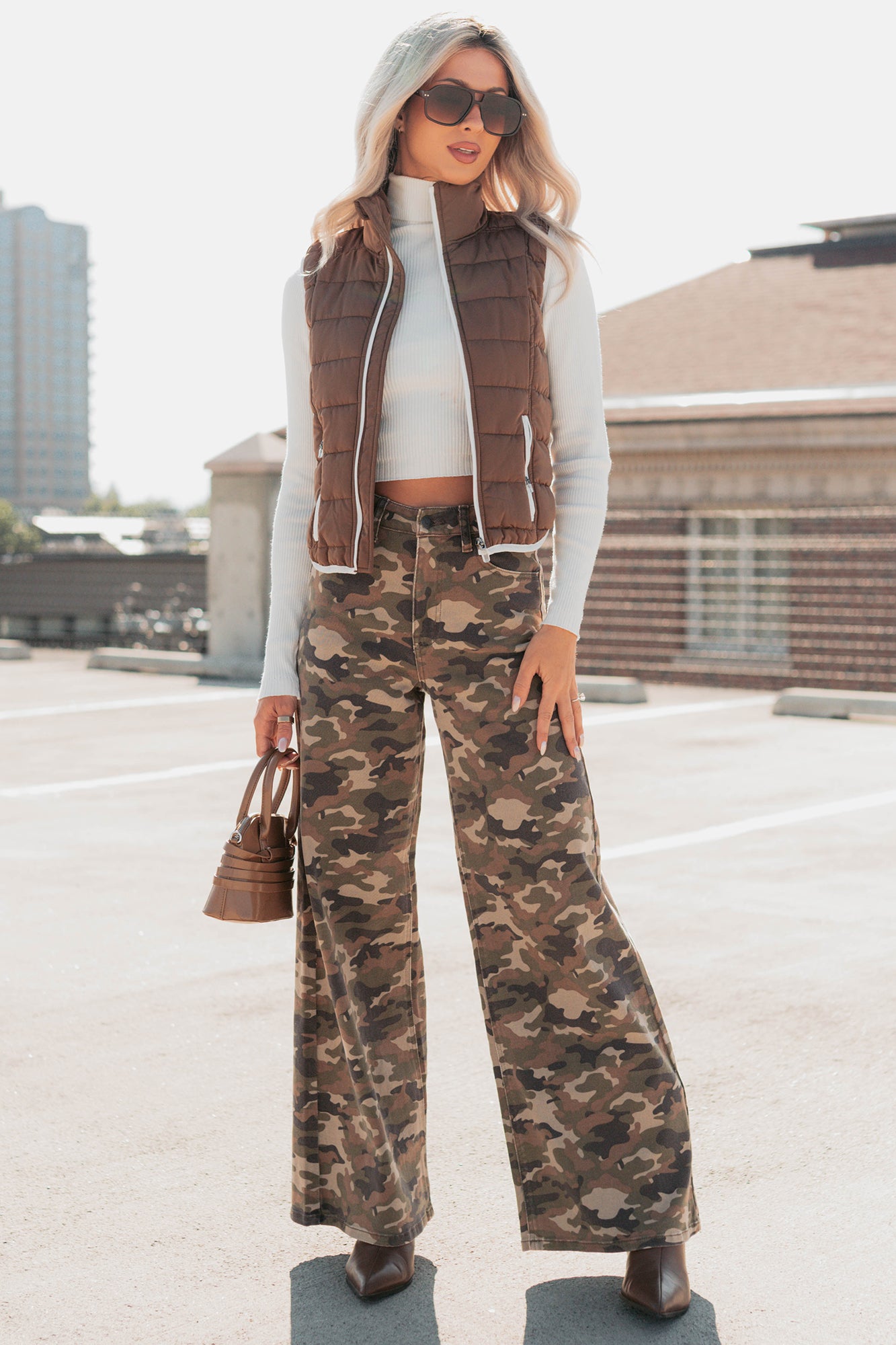 Douglas High Rise Wide Leg Cello Jeans (Camo) - NanaMacs