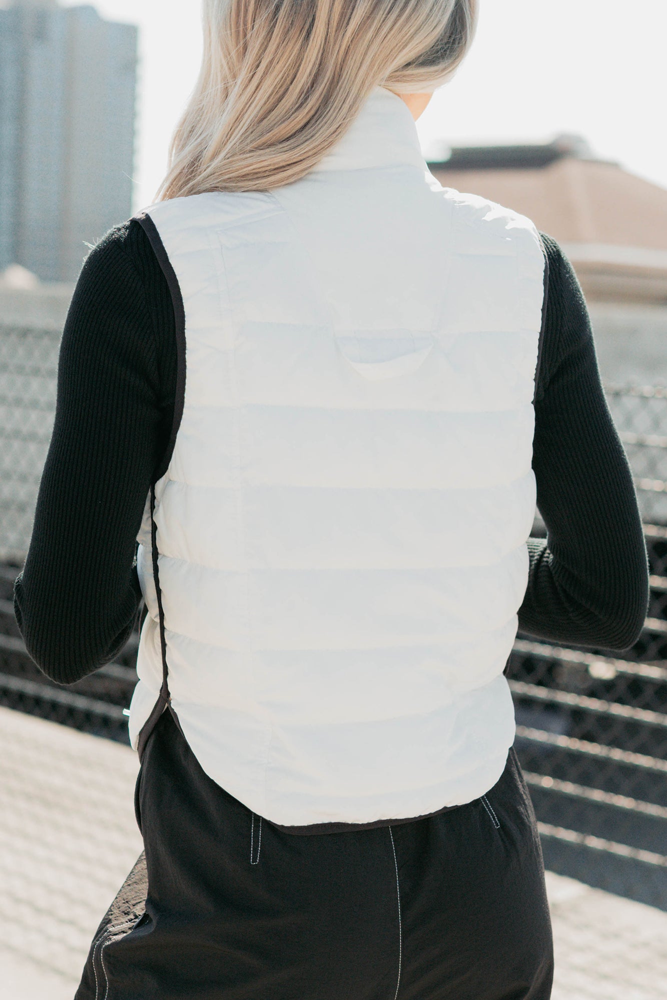 Pure Intentions Contrast Trim Puffer Vest (White) - NanaMacs