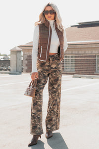 Pure Intentions Contrast Trim Puffer Vest (Mocha) - NanaMacs