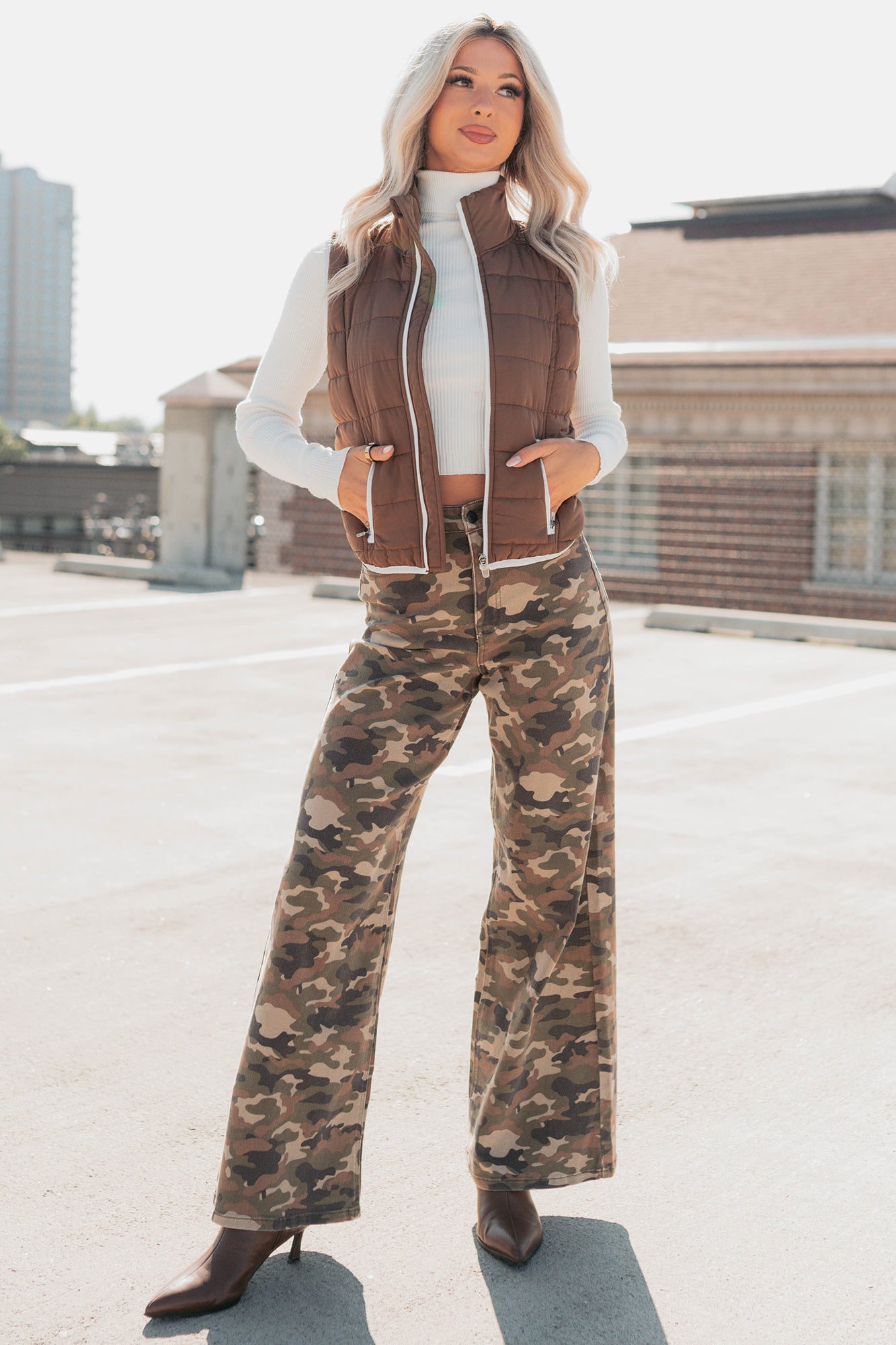 Douglas High Rise Wide Leg Cello Jeans (Camo) - NanaMacs