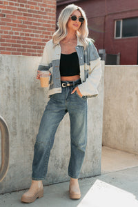 Honey Blush Waffle Denim POL Jacket (Ivory/Multi) - NanaMacs