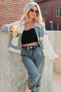 Honey Blush Waffle Denim POL Jacket (Ivory/Multi) - NanaMacs