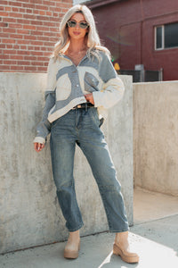 Honey Blush Waffle Denim POL Jacket (Ivory/Multi) - NanaMacs