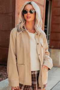 Hustle Habits Leather Collared Denim Jacket (Sand) - NanaMacs