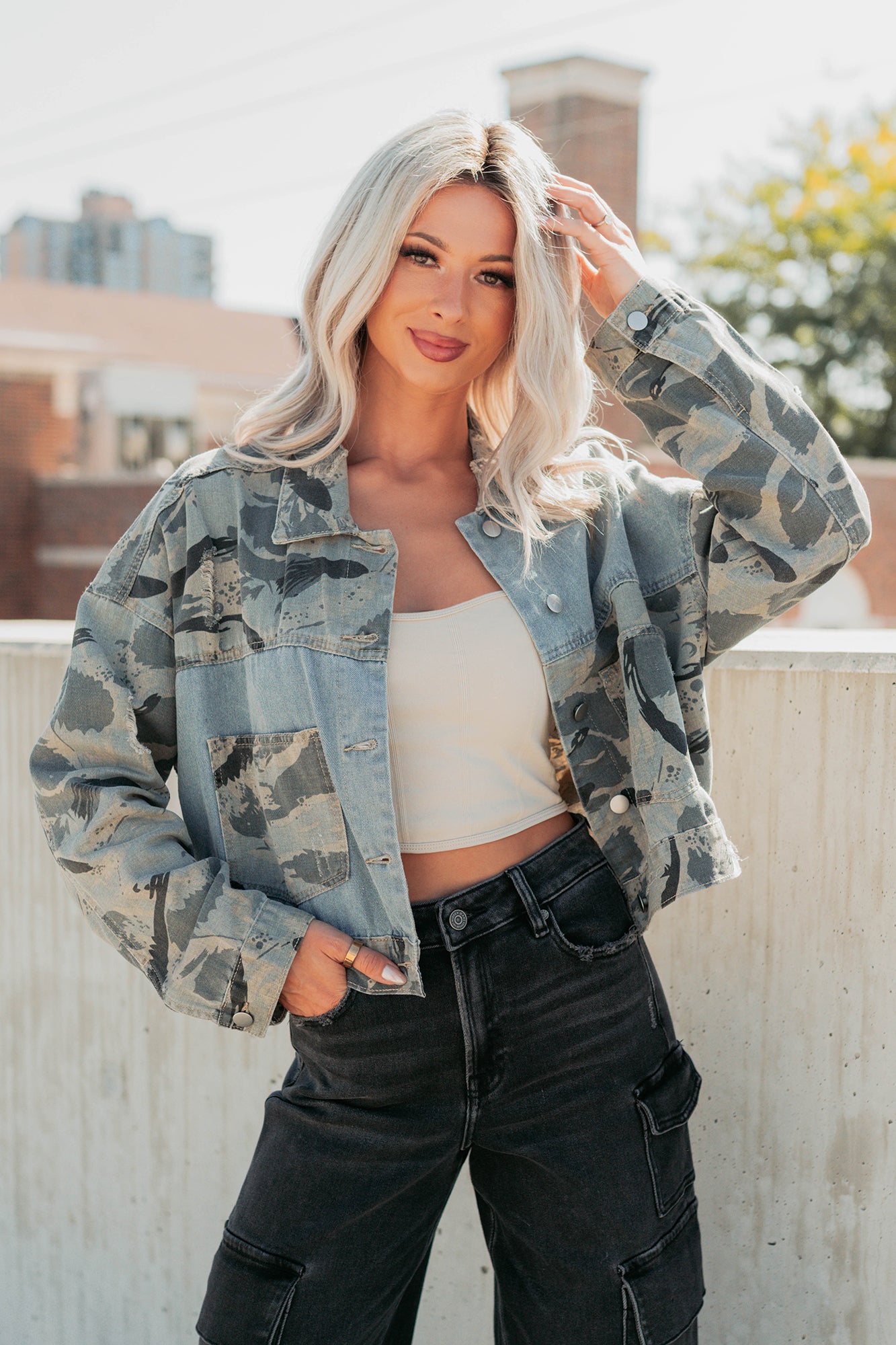 Built To Win Distressed Denim POL Jacket (Vintage Camo) - NanaMacs