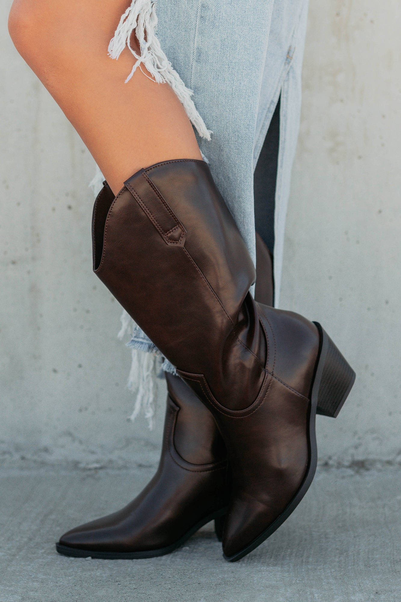 Roads Ahead Modern Mid Calf Western Boots (Brown) · NanaMacs
