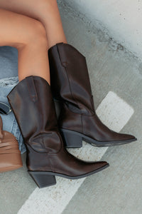 Roads Ahead Modern Mid Calf Western Boots (Brown) - NanaMacs